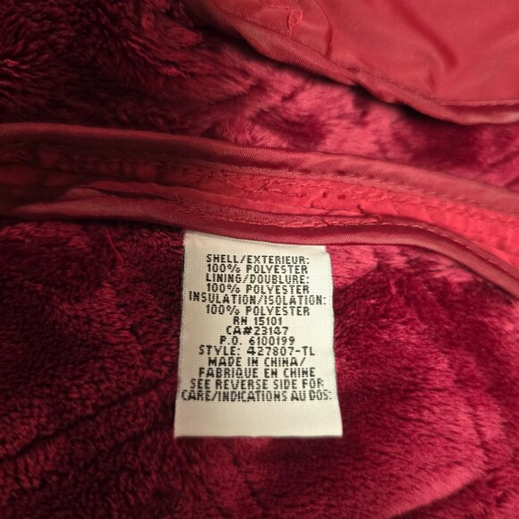 Talbots Petite Diamond Quilted Faux Fur Lined Snap Front Jacket Deep Red Large - Picture 10 of 11